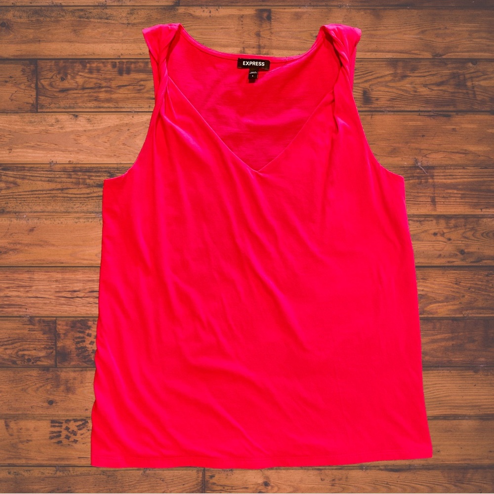 Express Twisted Dark Pink V-Neck Tank Top | S